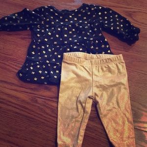 Baby girl black and gold outfit